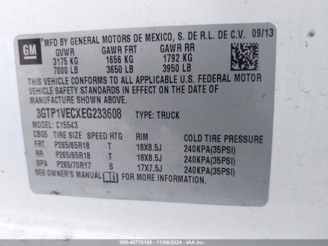 3GTP1VECXEG233608 GMC Sierra 1500 Slt