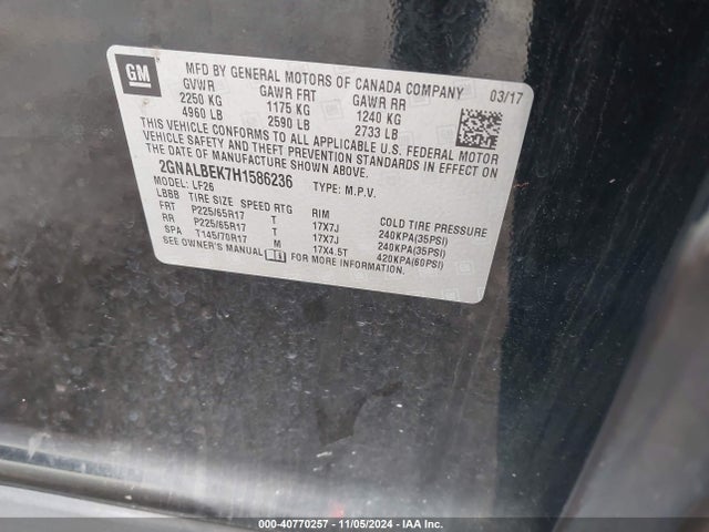 Chevrolet EQUINOX LS 2017 2GNALBEK7H1586236 Image 9