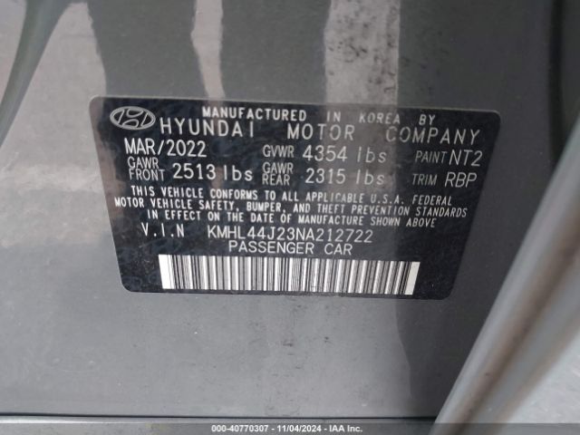 KMHL44J23NA212722 Hyundai Sonata Sel Plus