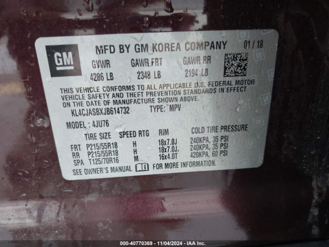 KL4CJASBXJB614732 Buick Encore Preferred
