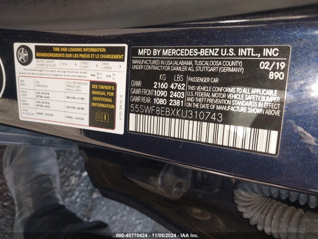 55SWF8EBXKU310743 Mercedes-Benz C 300 4matic