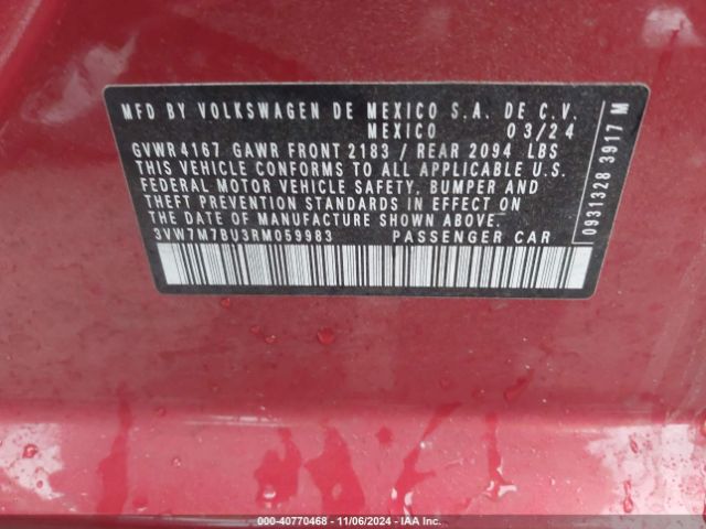 3VW7M7BU3RM059983 Volkswagen Jetta 1.5t Se