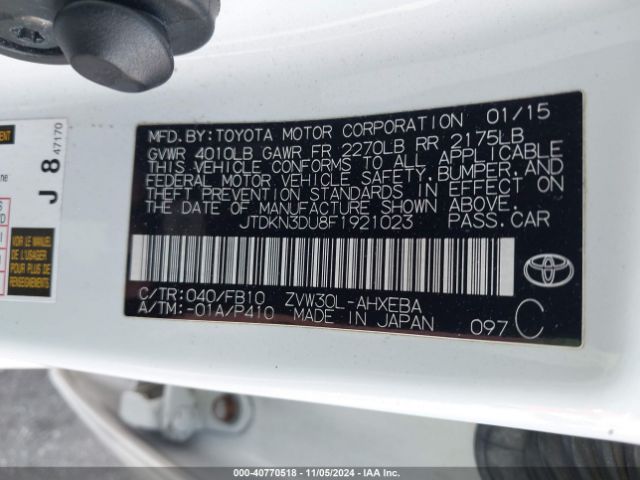 JTDKN3DU8F1921023 Toyota Prius Two