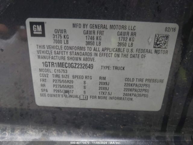 1GTR1MEC0GZ232649 GMC Sierra 1500 Sle