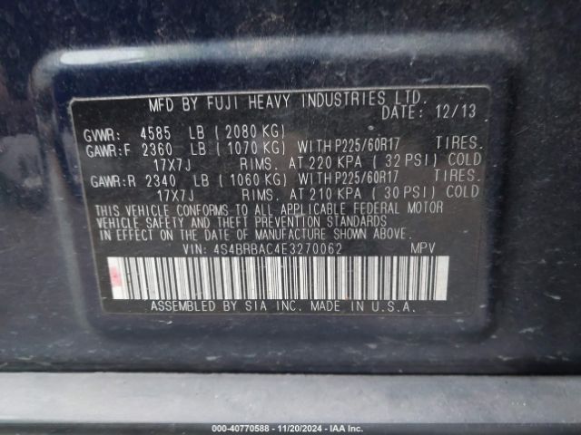 4S4BRBAC4E3270062 Subaru Outback 2.5i
