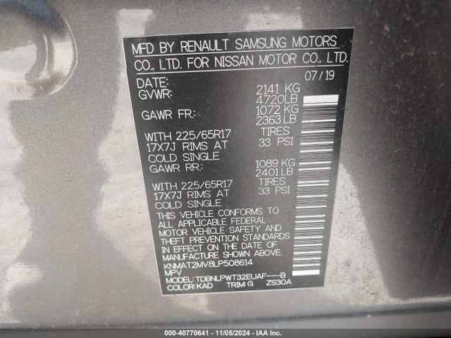Nissan Rogue S Intelligent Awd 2020 KNMAT2MV8LP508614 Image 9