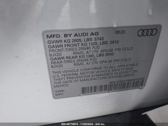 WA1C4AFY8R2015703 Audi Sq5 Prestige Tfsi Quattro Tiptronic