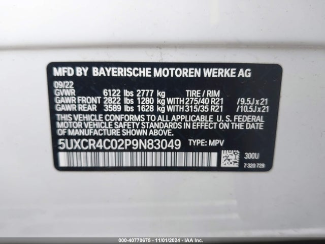 5UXCR4C02P9N83049 BMW X5 Sdrive40i