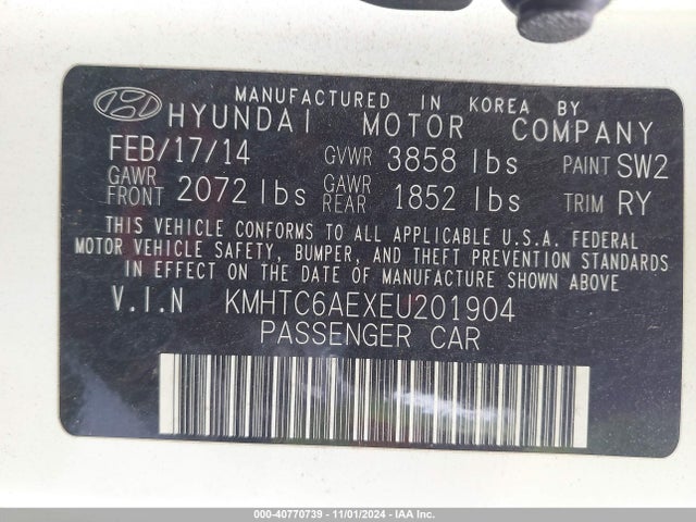 Hyundai Veloster Turbo W/black 2014 KMHTC6AEXEU201904 Image 9