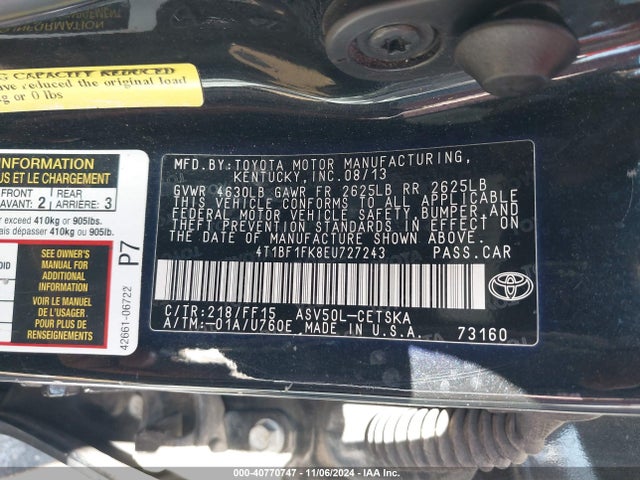 Toyota CAMRY SE 2014 4T1BF1FK8EU727243 Image 9