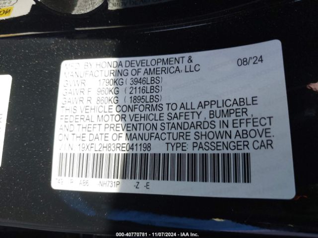 19XFL2H83RE041198 Honda Civic Sport