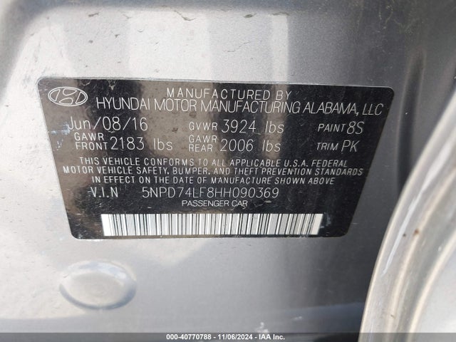 Hyundai ELANTRA SE 2017 5NPD74LF8HH090369 Image 9