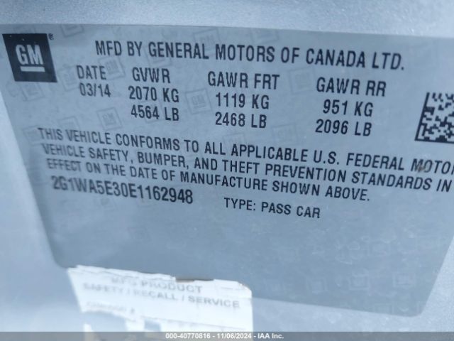 2G1WA5E30E1162948 Chevrolet Impala Limited Ls