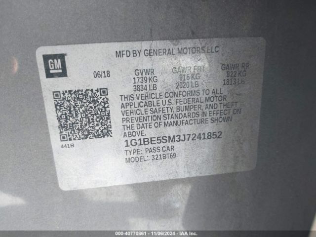 1G1BE5SM3J7241852 Chevrolet Cruze Lt Auto