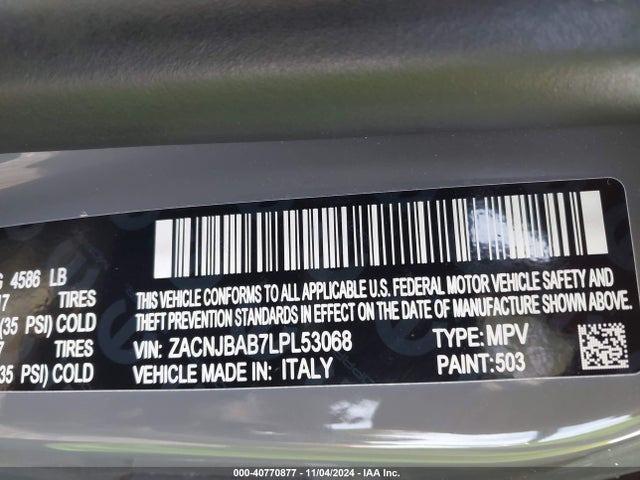 ZACNJBAB7LPL53068 Jeep Renegade Upland 4x4