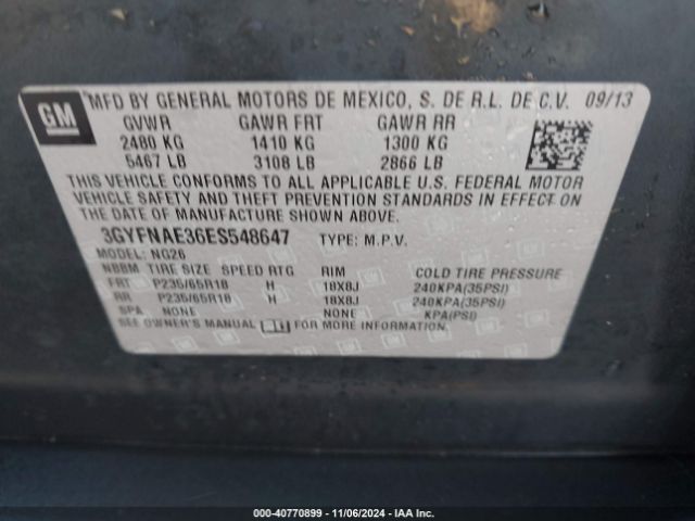 3GYFNAE36ES548647 Cadillac Srx Standard