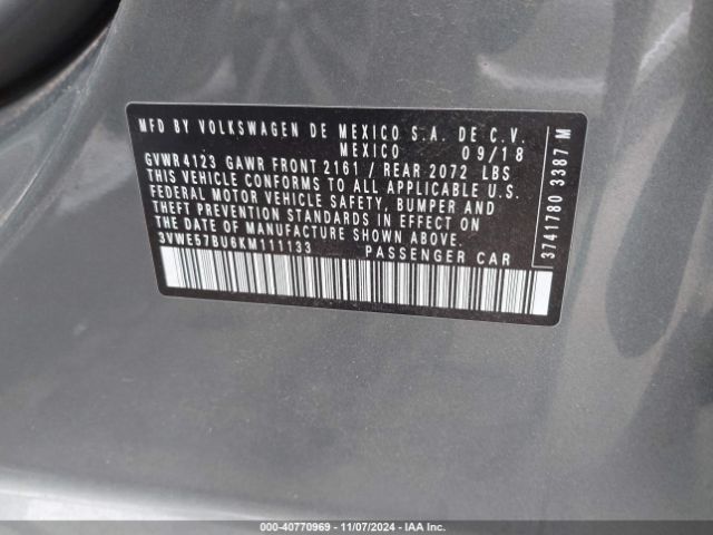 3VWE57BU6KM111133 Volkswagen Jetta 1.4t Sel