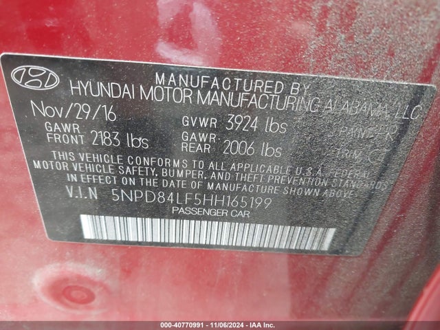 Hyundai Elantra Value Edition 2017 5NPD84LF5HH165199 Image 9