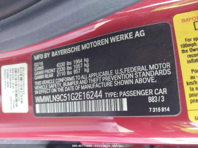 WMWLN9C51G2E16244 Mini Clubman Cooper S