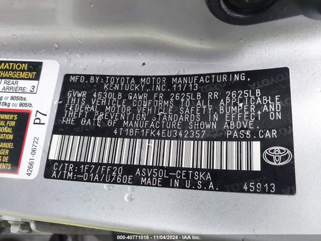 Toyota CAMRY SE 2014 4T1BF1FK4EU342357 Image 9