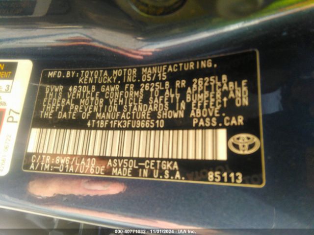 4T1BF1FK3FU966510 Toyota CAMRY XLE