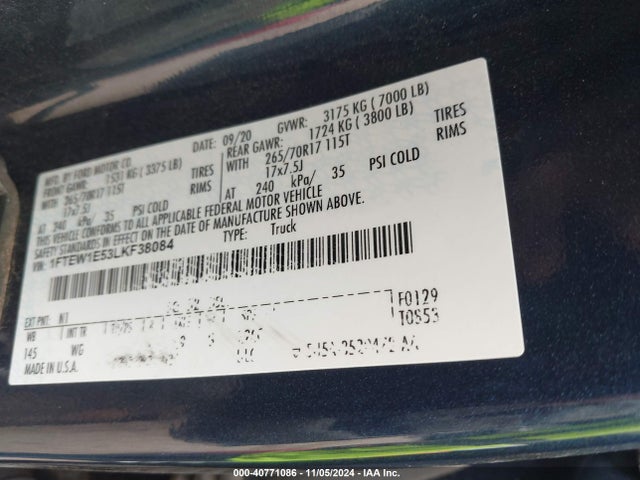 Ford F-150 Xl 2020 1FTEW1E53LKF38084 Image 9