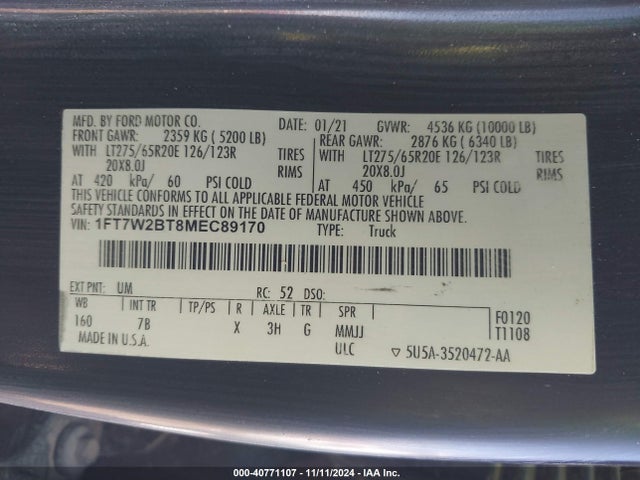 Ford F-250 Platinum 2021 1FT7W2BT8MEC89170 Image 9