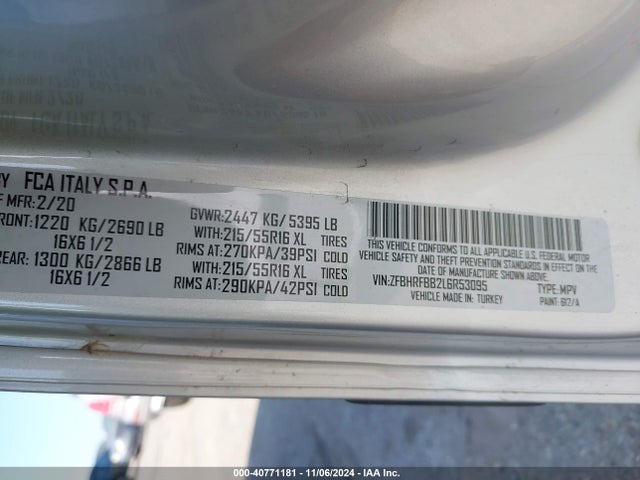 ZFBHRFBB2L6R53095 RAM Promaster City Slt