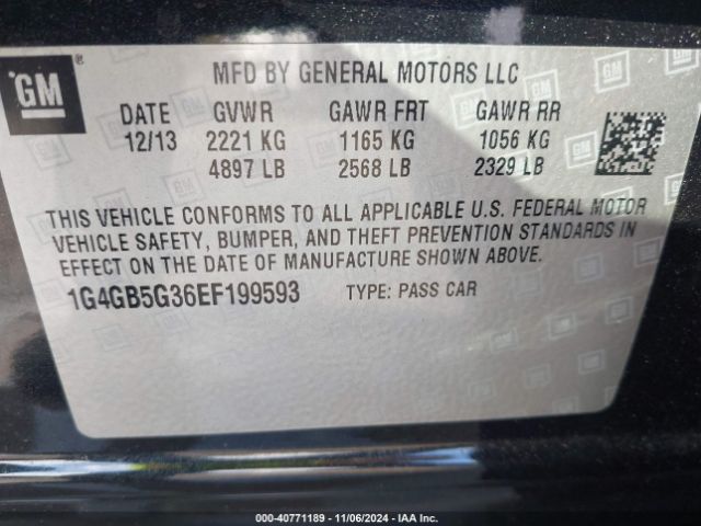 1G4GB5G36EF199593 Buick Lacrosse Leather Group