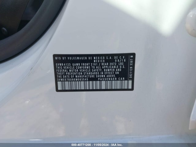 3VWE57BU8KM083545 Volkswagen Jetta 1.4t Sel