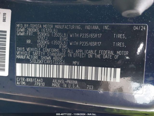 5TDJSKFCXRS132351 Toyota SIENNA XLE