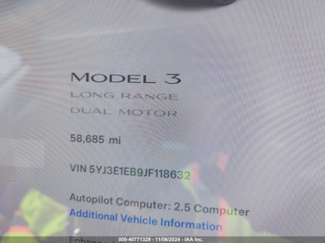 5YJ3E1EB9JF118632 Tesla Model 3 Long Range/performance