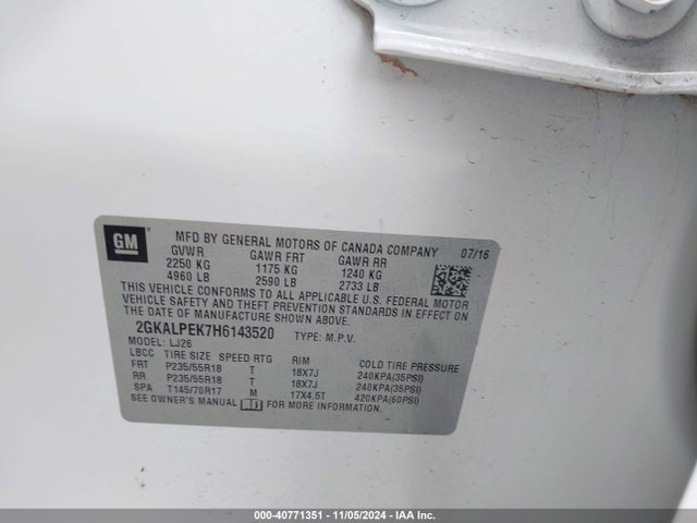 GMC Terrain Slt 2017 2GKALPEK7H6143520 Image 9