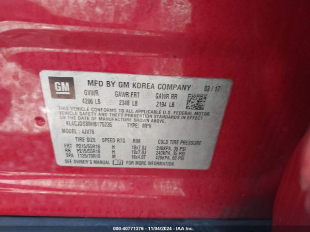 KL4CJDSB8HB175235 Buick Encore Premium