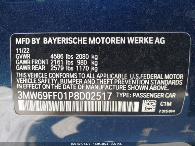 3MW69FF01P8D02517 BMW 330I