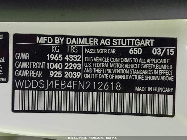 Mercedes-Benz CLA 250 2015 WDDSJ4EB4FN212618 Image 9
