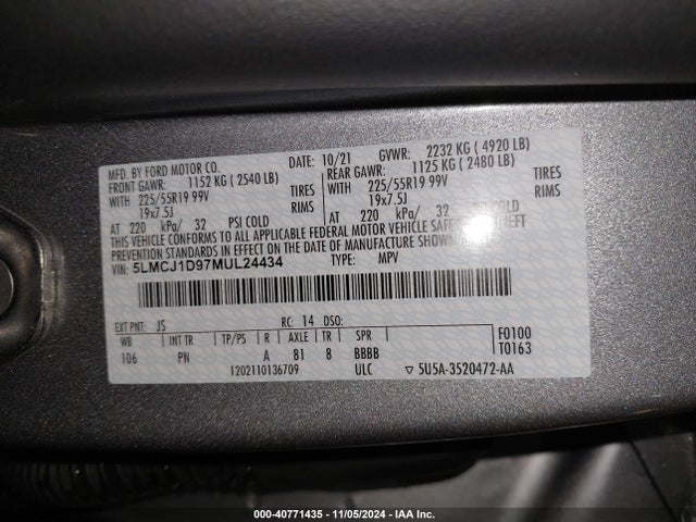 5LMCJ1D97MUL24434 Lincoln Corsair Standard