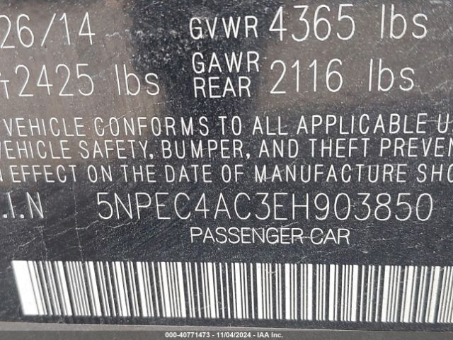 5NPEC4AC3EH903850 Hyundai Sonata Limited