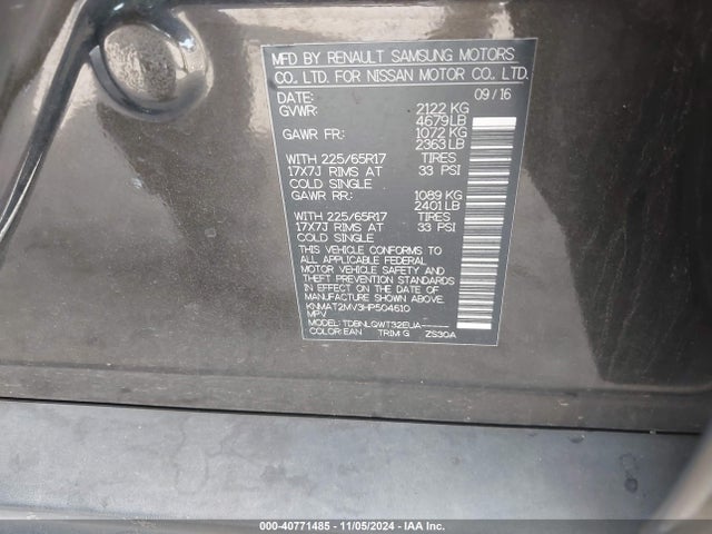 Nissan ROGUE SV 2017 KNMAT2MV3HP504610 Image 9