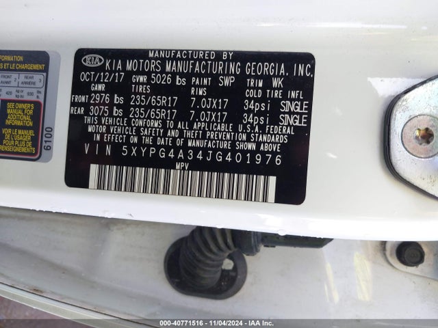 KIA Sorento 2.4l Lx 2018 5XYPG4A34JG401976 Image 9