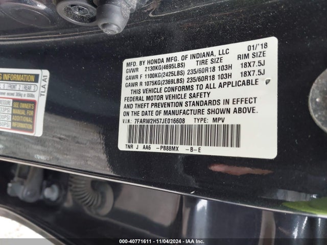 Honda CR-V EX 2018 7FARW2H57JE016608 Image 9