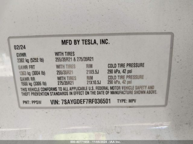 7SAYGDEF7RF036501 Tesla Model Y Performance Dual Motor All-wheel Drive