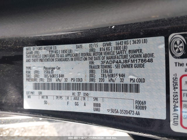 Ford FIESTA S 2015 3FADP4AJ8FM178648 Image 9