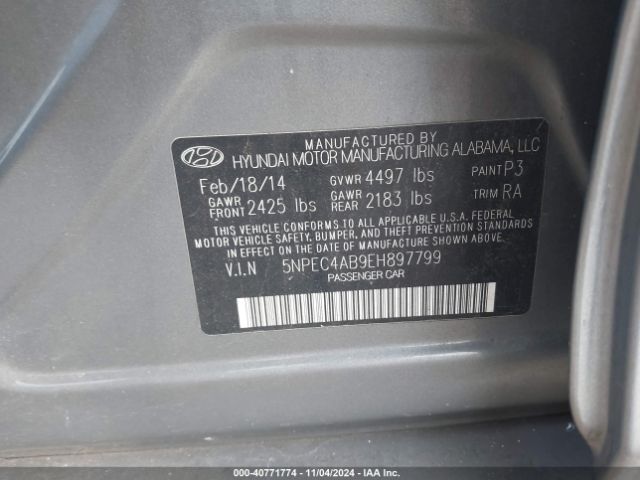 5NPEC4AB9EH897799 Hyundai Sonata Se 2.0t
