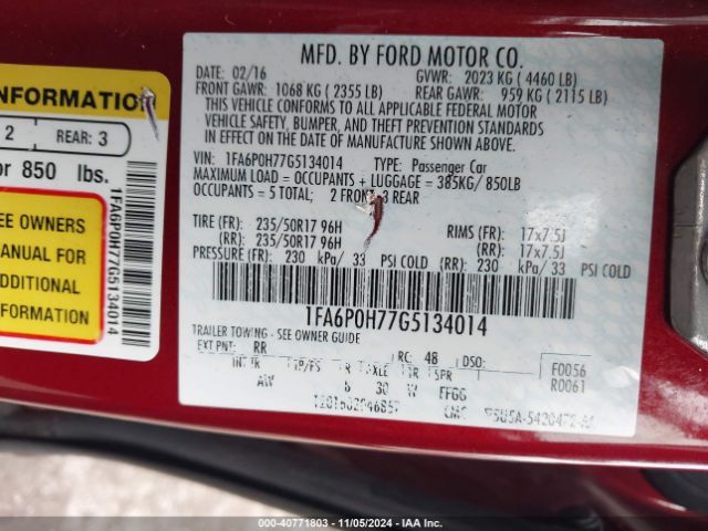 1FA6P0H77G5134014 Ford FUSION SE