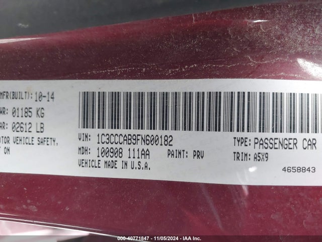 Chrysler 200 Limited 2015 1C3CCCAB9FN600182 Image 9