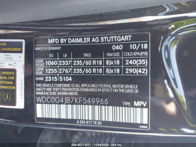 WDC0G4JB7KF549966 Mercedes-Benz GLC 300