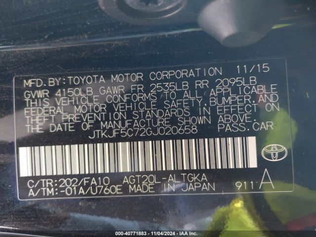 JTKJF5C72GJ020658 Scion TC