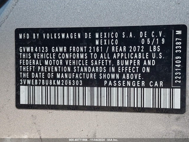 3VWEB7BU8KM206303 Volkswagen Jetta 1.4t Sel