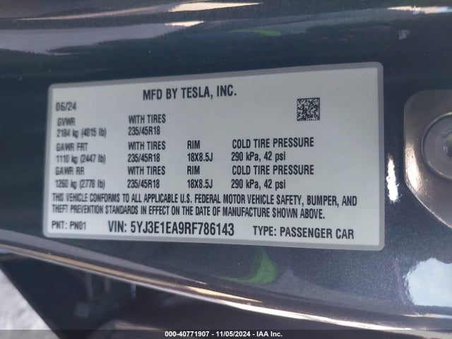 2024 TESLA MODEL 3 5YJ3E1EA9RF786143 Photo 8